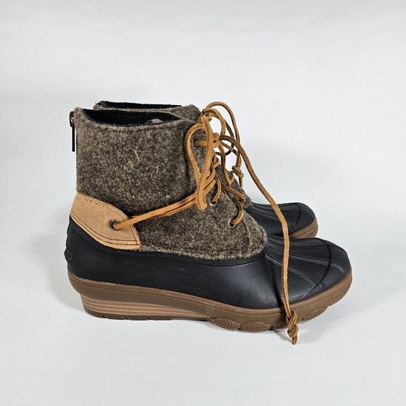 Sperry Duck Boots Womens 6 Saltwater Wedge Wool Rubber Toe Snow Water Leather - Picture 2 of 13